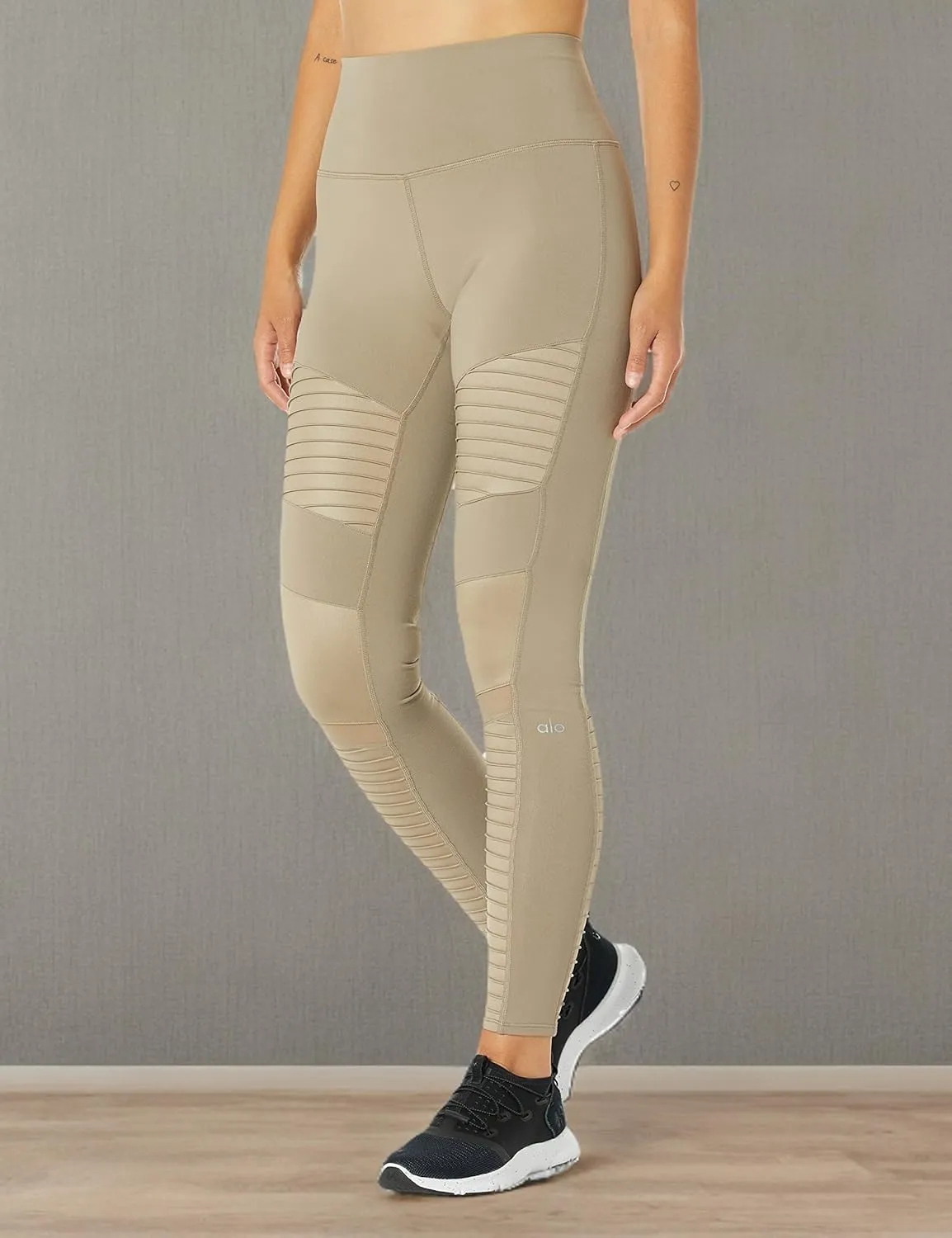 High-Waist Moto Legging - Gravel/Gravel Glossy