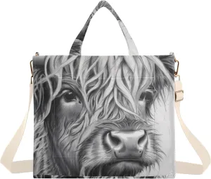 Highland Cattle Tote Bag for Women Large Capacity Handbag Portable Work Handbag Shoulder Bag for Beach, Shopping, Travel