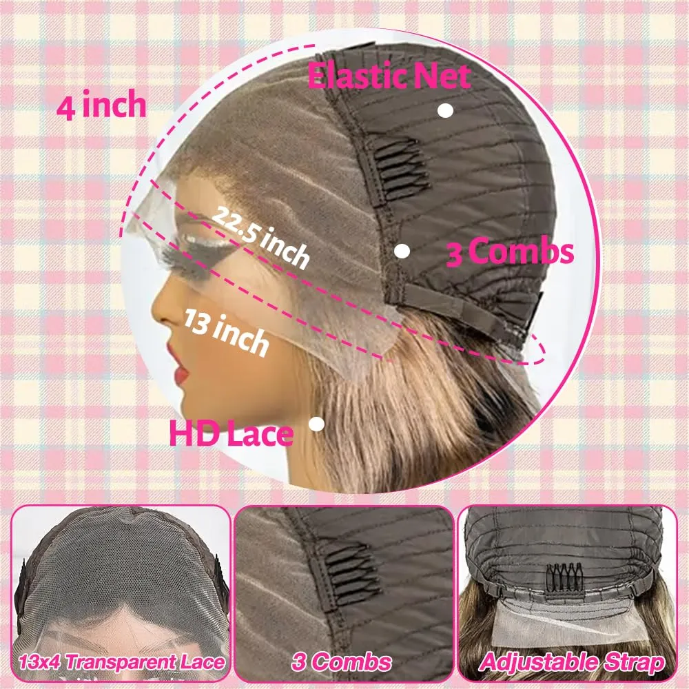 Highlight Lace Front Wig Human Hair Balayage Body Wave 13x4 HD Lace Closure Wigs Pre Plucked with Baby Hair #1b27 Black and Blonde Ombre Human Hair Wigs 150 Density for Women 32 Inch