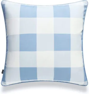 Hofdeco Coastal Patio Indoor Outdoor Pillow Cover ONLY for Backyard, Couch, Sofa, Baby Blue Buffalo Check, 20"x20"