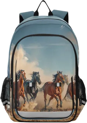Horses Print Backpack for Boys Middle-School Elementary Bookbags 20325142