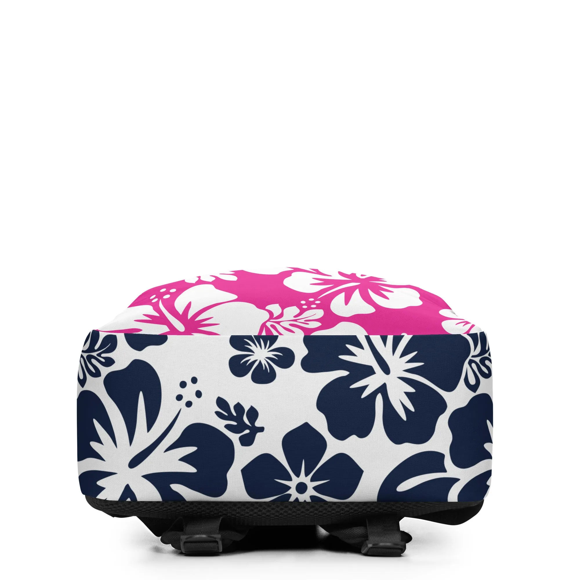 Hot Pink and Navy Blue Hawaiian Print Backpack