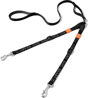 HOWGO Double Dog Leash, No Tangle 360° Swivel, Adjustable Two Padded Handles, Double Clip Dog Leash Coupler Splitter for Large and Medium Breeds (Black, 4/5'' x 4.8 FT)