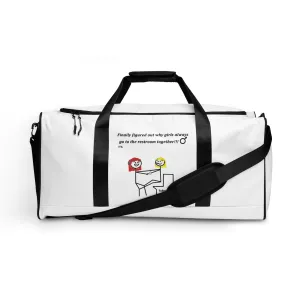 Humorous Restroom Companions Revelations Duffle bag