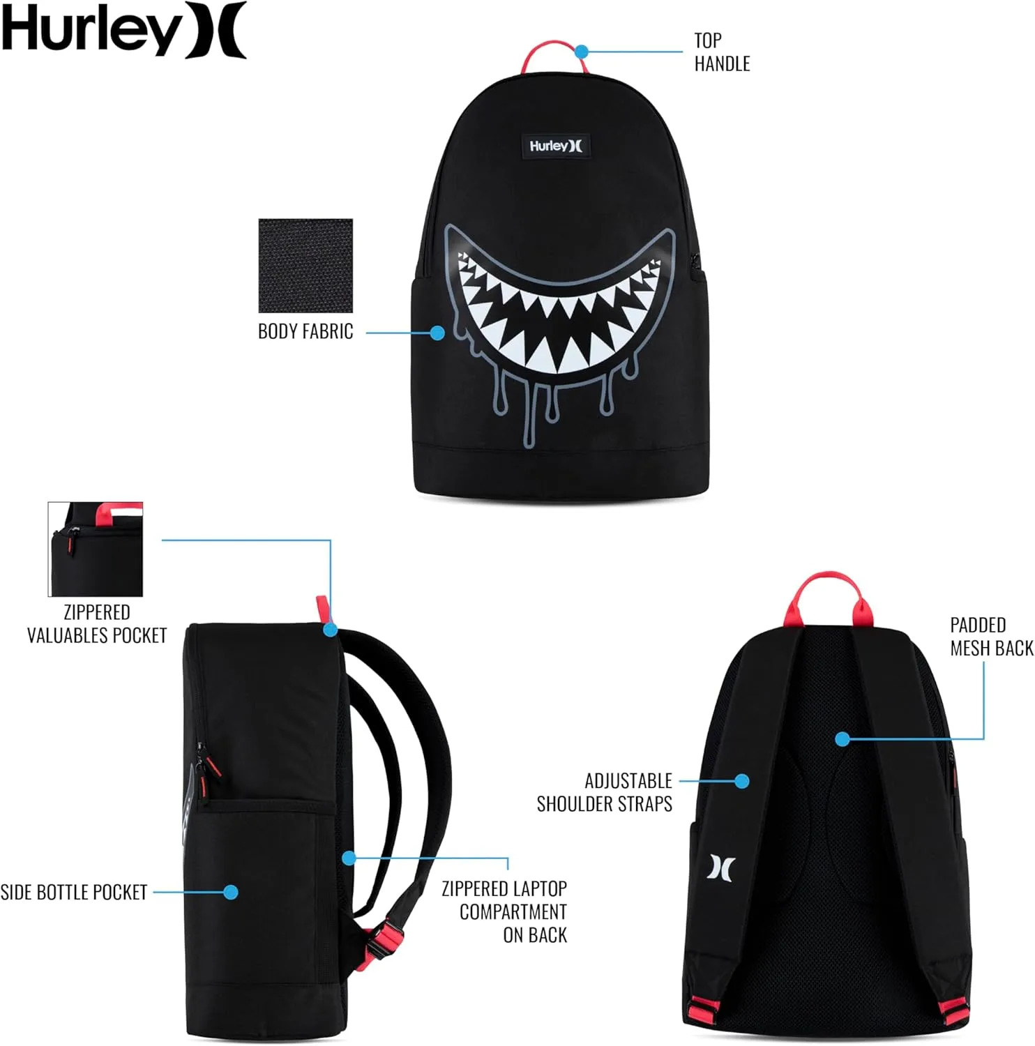 Hurley Men's Graphic Backpack, Dark Grey Camo/Black, One Size