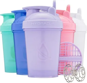 Hydra Cup ProFlow Shaker Bottles 5-Pack (20oz) | Protein Shaker Cups with Whisk Ball, Leak-Proof Lid, Hidden Carry Handle | BPA-Free Gym Mixer for Protein Powder, Mixing Supplements, Pastel Colors