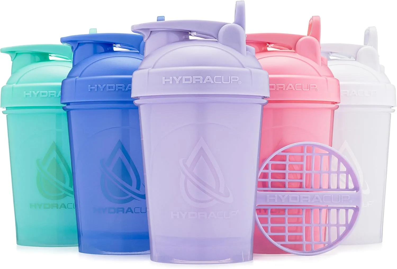 Hydra Cup ProFlow Shaker Bottles 5-Pack (20oz) | Protein Shaker Cups with Whisk Ball, Leak-Proof Lid, Hidden Carry Handle | BPA-Free Gym Mixer for Protein Powder, Mixing Supplements, Pastel Colors