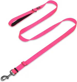 Hyhug Pets Premium Adjustable 6 Feet Leash with Super Soft Neoprene Padded Handle - Heavy Duty Nylon Lead for Medium Large Giant DogsTraining and Daily Use. (Large, Hot Pink)