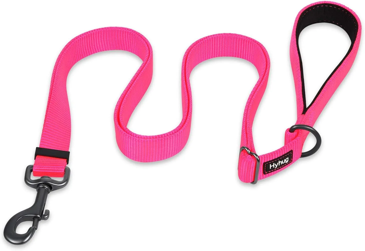 Hyhug Pets Premium Adjustable 6 Feet Leash with Super Soft Neoprene Padded Handle - Heavy Duty Nylon Lead for Medium Large Giant DogsTraining and Daily Use. (Large, Hot Pink)