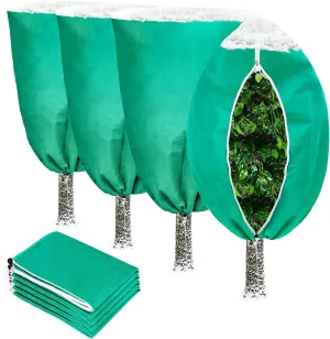 Hysagtek 4 Pack Plant Covers Freeze Protection, 31.5" x 47.3" Frost Covers with Zipper Drawstring Plant Protection Cover Bags for Outdoor Winter Frost Cold Weather Shrubs Trees Freeze Protection