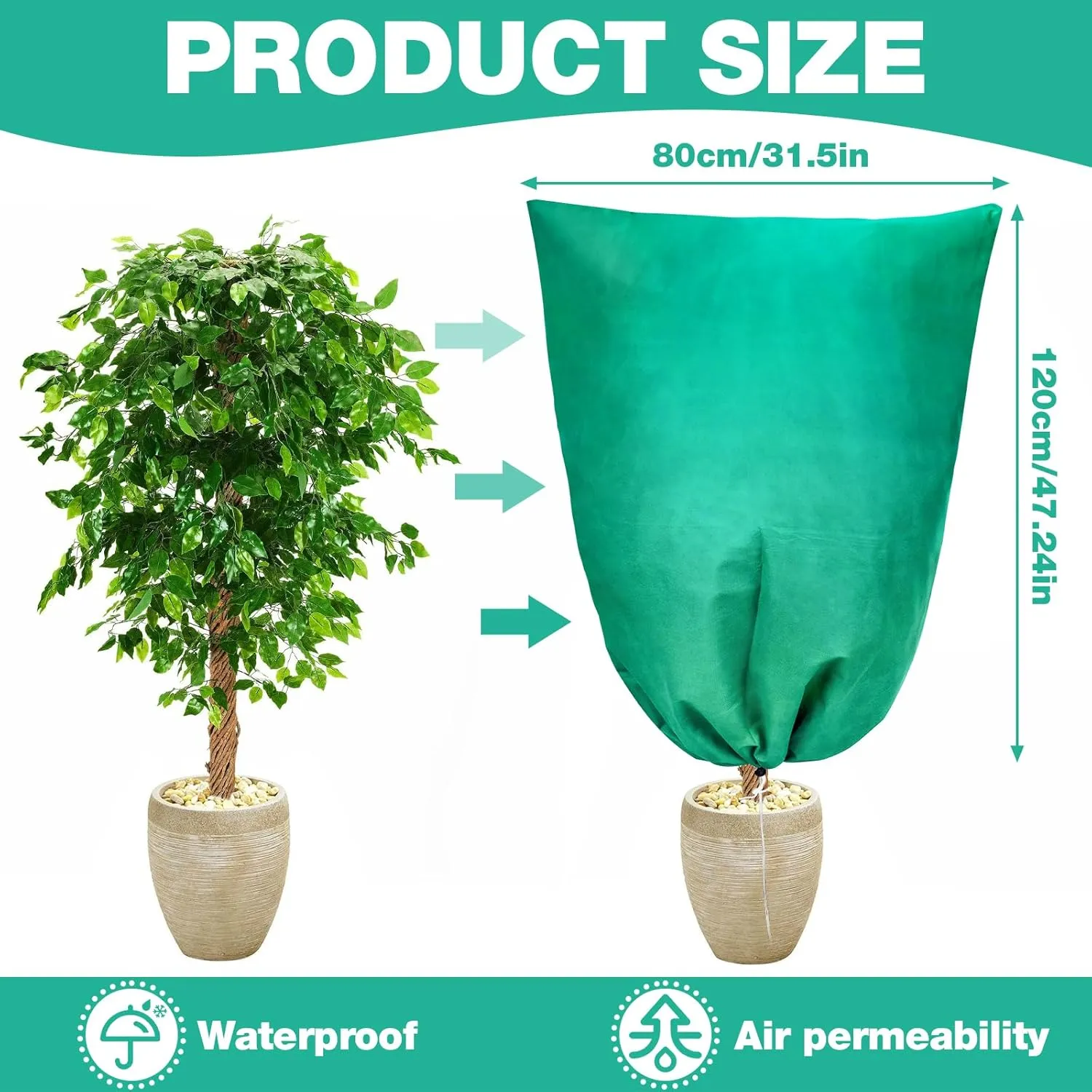 Hysagtek 4 Pack Plant Covers Freeze Protection, 31.5" x 47.3" Frost Covers with Zipper Drawstring Plant Protection Cover Bags for Outdoor Winter Frost Cold Weather Shrubs Trees Freeze Protection