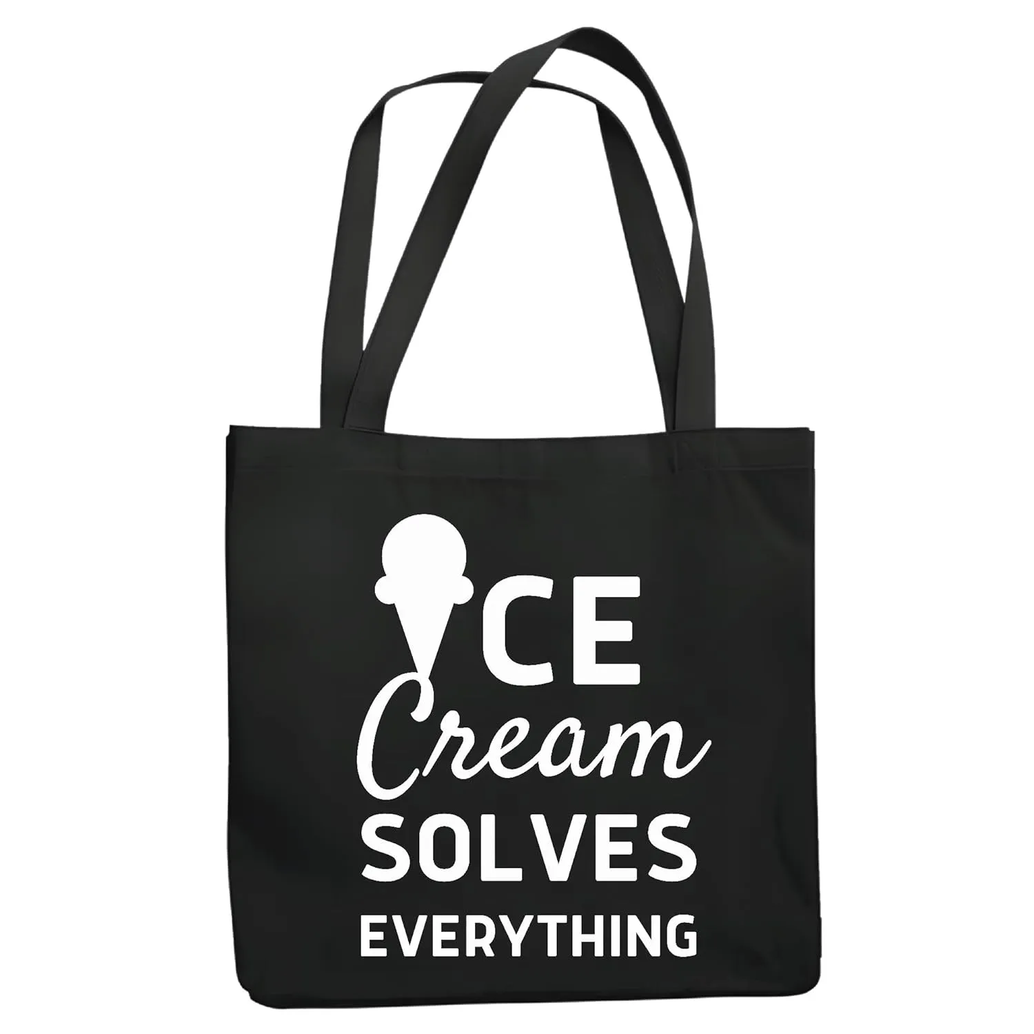 Ice cream solves everything Navy Black Multicolor Canvas Tote Bag