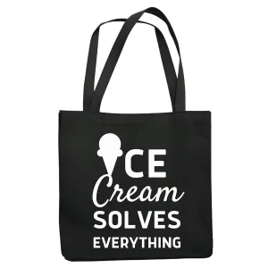 Ice cream solves everything Navy Black Multicolor Canvas Tote Bag
