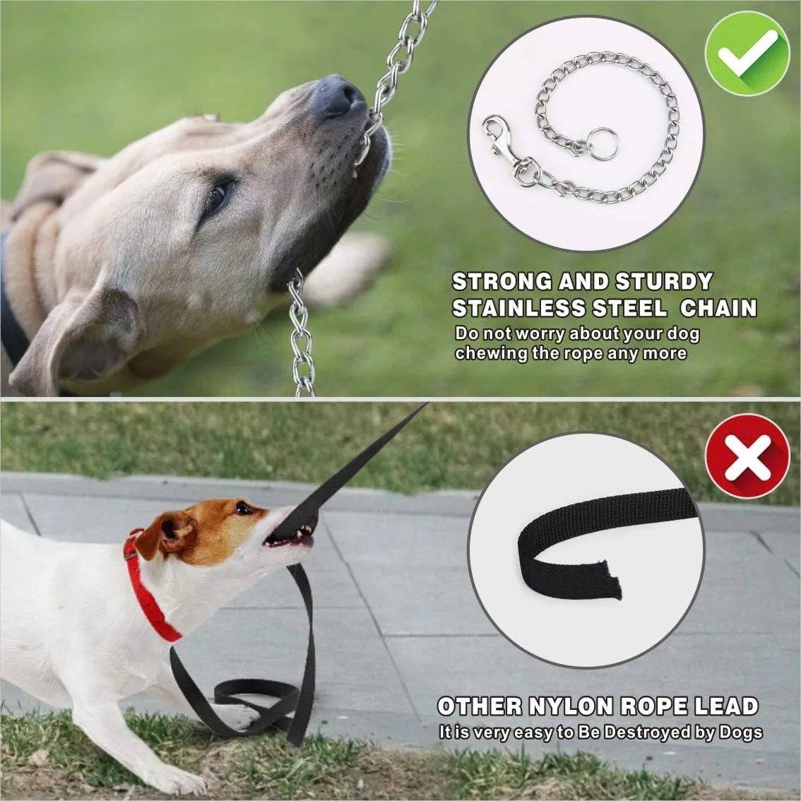 Idepet Heavy Duty Retractable Dog Leash for Small and Medium Dogs, Anti-Chewing Steel Chain Design,360 DegreeTangle-Free,Break and Lock System,26ft Leash Dog Walking (Black, Round Rope)