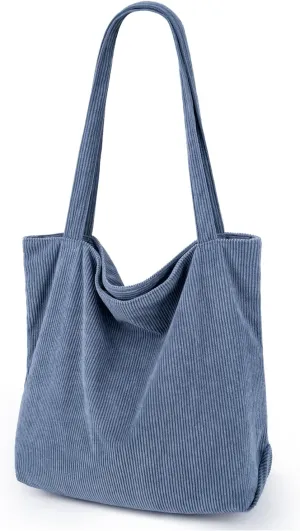 Iioscre Corduroy Tote Bag for Women,Hobo HandBags with Zipper,Large Capacity Casual Shoulder Handbags with Inner Pockets