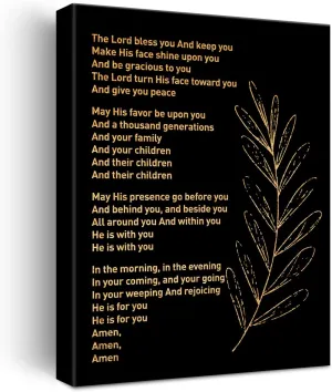 Inspirational Gold Foil Canvas Wall Art Positive The Blessing Elevation Worship Lyrics Print Framed Canvas Painting Artwork Home Decor Gifts 12x15 Inch