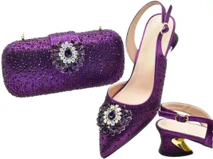 Italian Floral Applique Pumps Purse Rhinestone Trimmed Wedding Shoe Combo