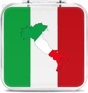 Italy Flag with Italy Map 12 Game Card Holder Case Portable Hard Shell Box Compatible with Switch Gifts for Game Lover