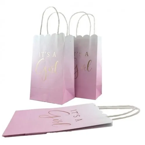 It's a Girl Baby Shower Pink Paper Gift Bags