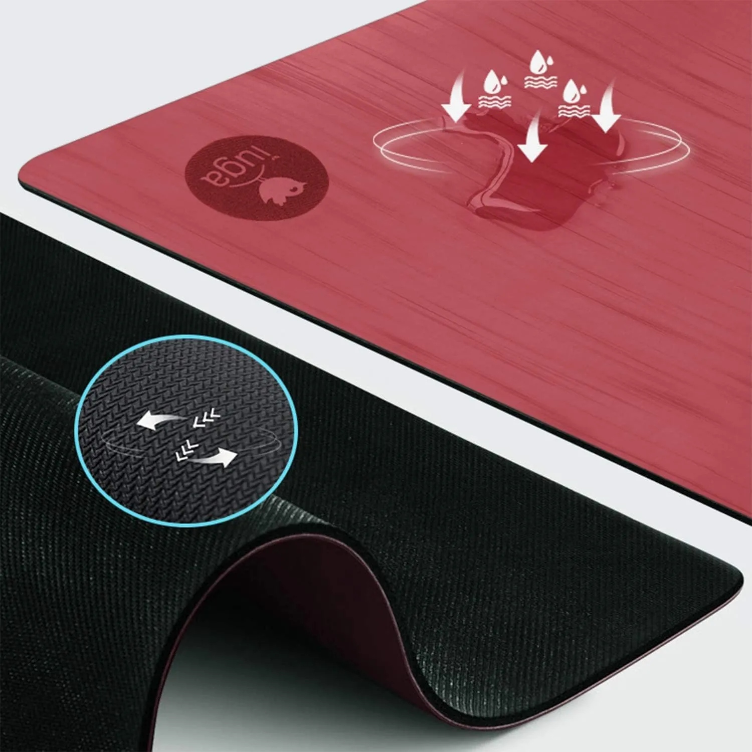 IUGA Pro Yoga Mat Non Slip Hot Yoga Mat Anti-tear Exercise Mat Eco Friendly Yoga Mats with SGS Certified Material Free Carrying Strap Included