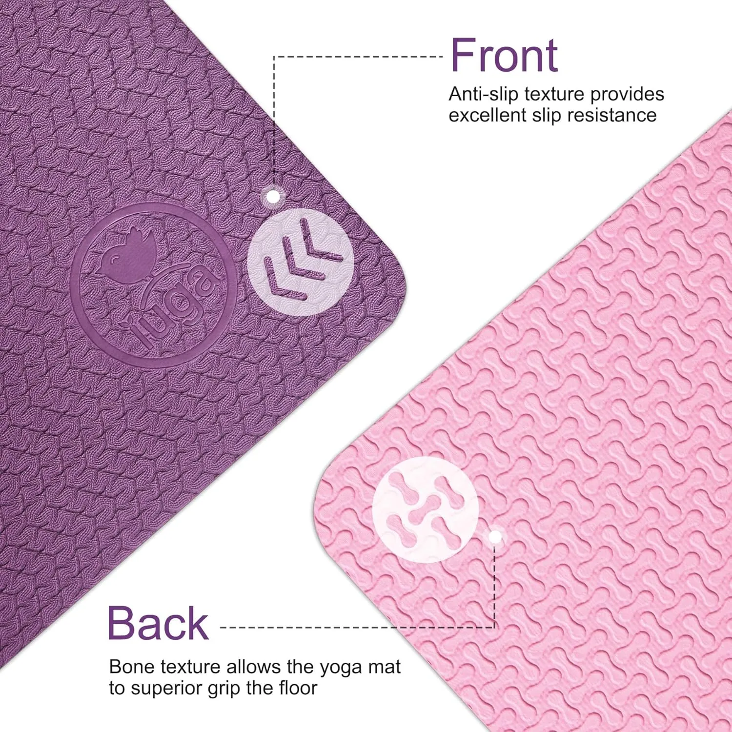 IUGA Yoga Mat Non Slip Anti-tear Yoga Mats Eco Friendly Hot Yoga Mat Thick Workout & Exercise Mat for Yoga, Pilates and Fitness (72"x 24"x 6mm)