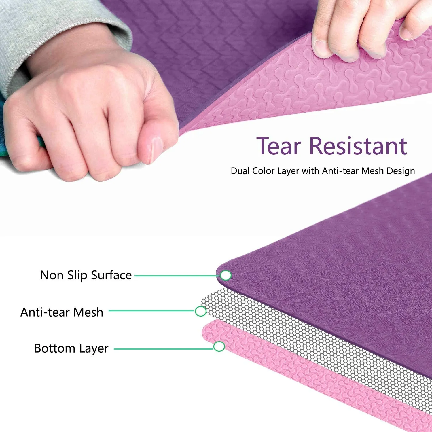 IUGA Yoga Mat Non Slip Anti-tear Yoga Mats Eco Friendly Hot Yoga Mat Thick Workout & Exercise Mat for Yoga, Pilates and Fitness (72"x 24"x 6mm)