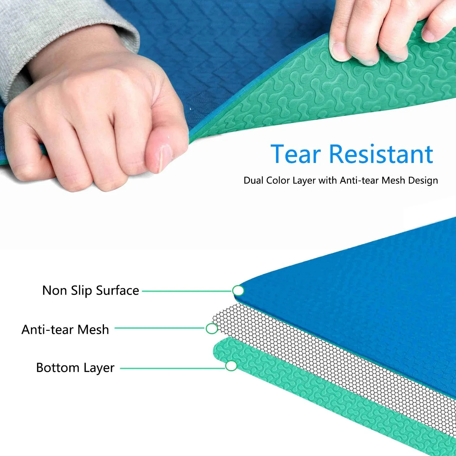 IUGA Yoga Mat Non Slip Anti-tear Yoga Mats Eco Friendly Hot Yoga Mat Thick Workout & Exercise Mat for Yoga, Pilates and Fitness (72"x 24"x 6mm)