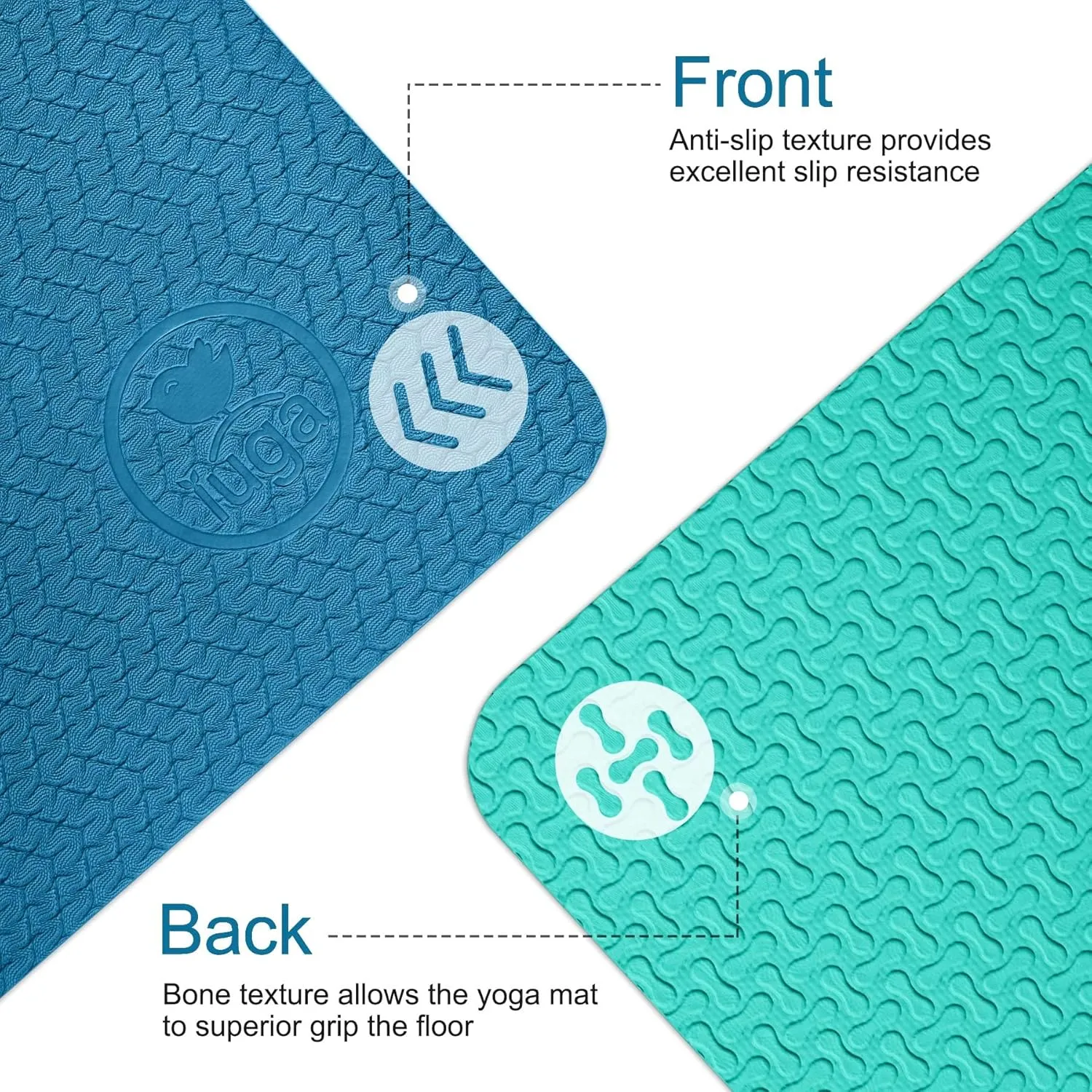 IUGA Yoga Mat Non Slip Anti-tear Yoga Mats Eco Friendly Hot Yoga Mat Thick Workout & Exercise Mat for Yoga, Pilates and Fitness (72"x 24"x 6mm)