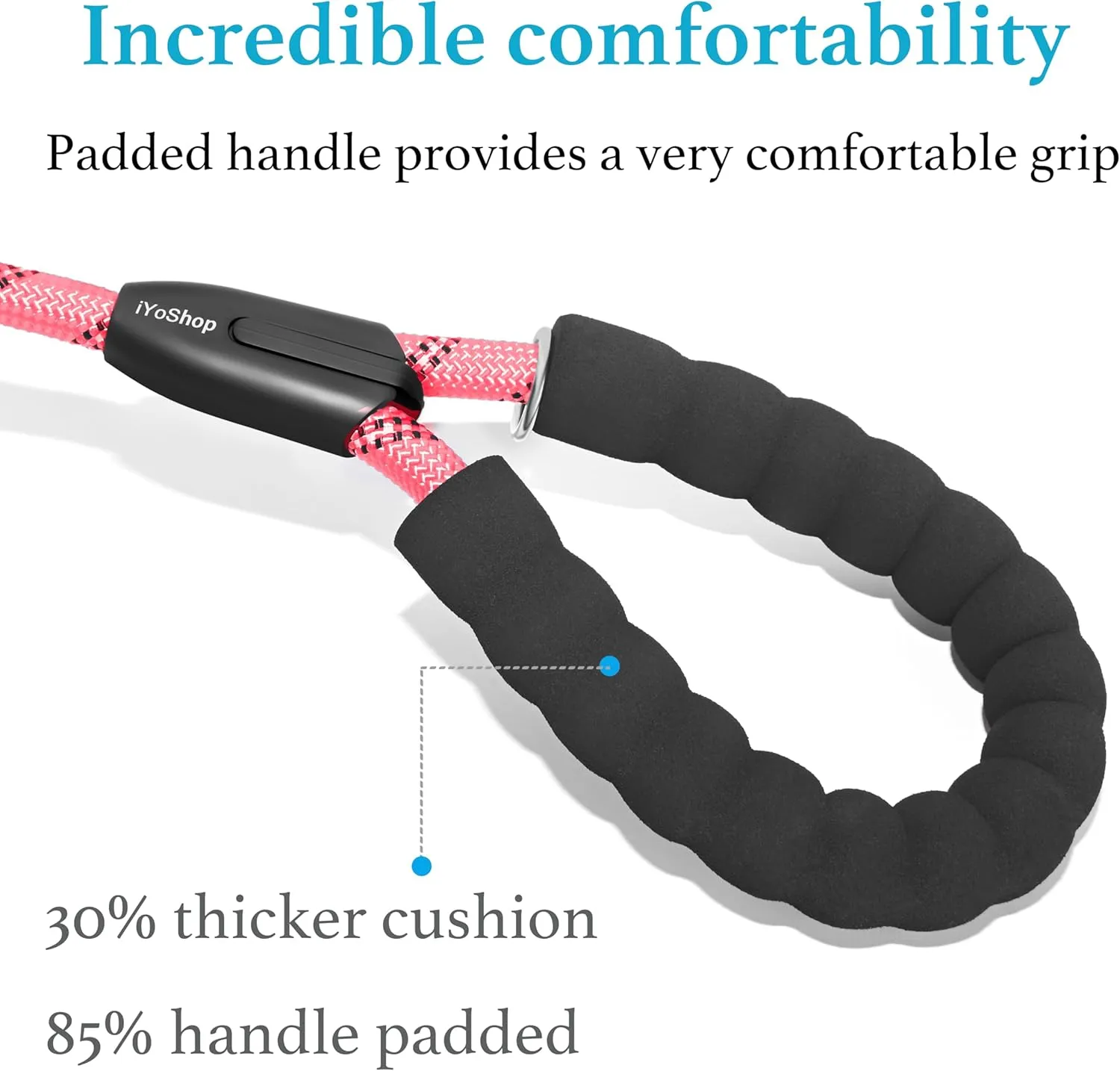 iYoShop Dual Dog Leash - 360° Swivel, No Tangle Walking Leash with Shock Absorbing Bungee for Two Dogs (Large, 25-150 lbs, Baby Pink)