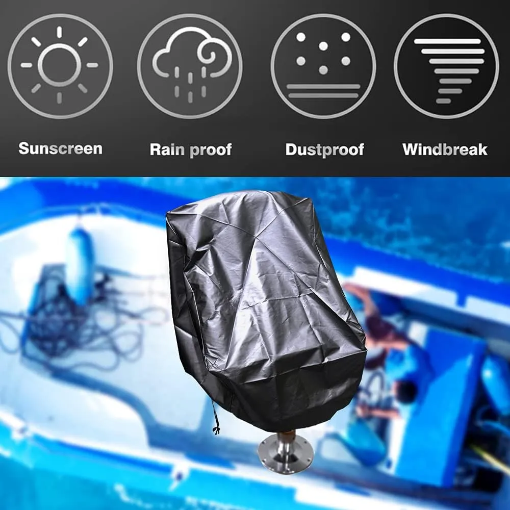 J&C Boat Seat Cover, 420D Boat Seat Covers Waterproof Dustproof Boat Chair Cover Anti UV Heavy Duty Captain Pontoon Boat Seat Cover Boat Chair Covers Full Protection