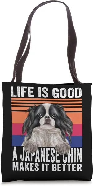 Japanese Chin Makes Your Life Good Vintage Tote Bag