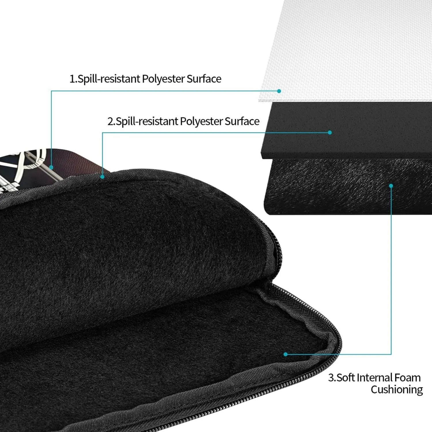 Jazz Drum Print Laptop Case Stylish Water-Resistant Laptop Sleeve Carry Laptop Bag for Men Women