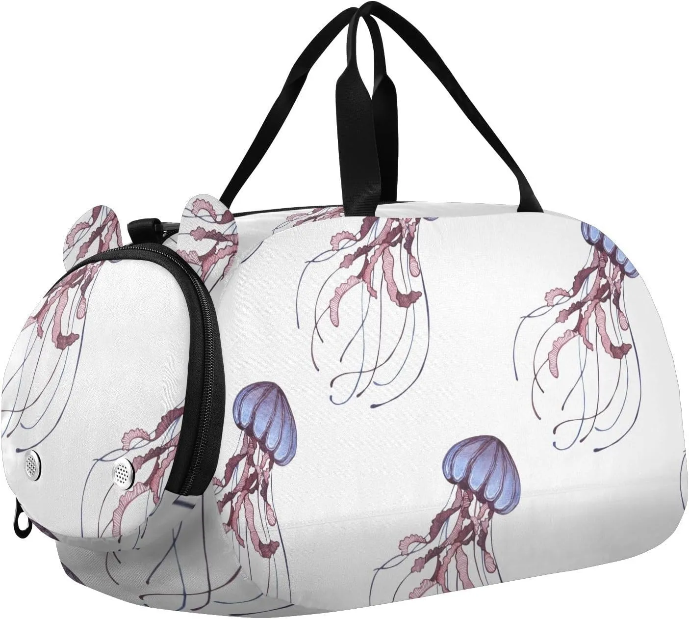 Jellyfish Pattern Gym Travel Duffel Bag with Shoe Compartment for Boys Girls - Gymnastics Sports Dance Football Travel Bag Teens Weekender Sleepover