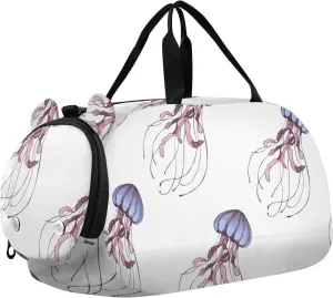 Jellyfish Pattern Gym Travel Duffel Bag with Shoe Compartment for Boys Girls - Gymnastics Sports Dance Football Travel Bag Teens Weekender Sleepover