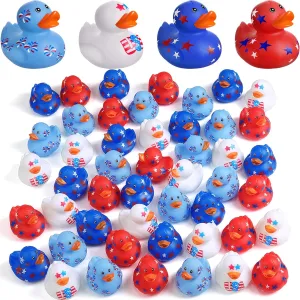 Jerify 24 Pcs 2 Inch Patriotic Rubber Ducks Summer Small Shower Float Rubber Ducks Star Ducky for Bath Birthday Gifts Baby Showers Beach Pool 4th of July Independence Day (Classic)
