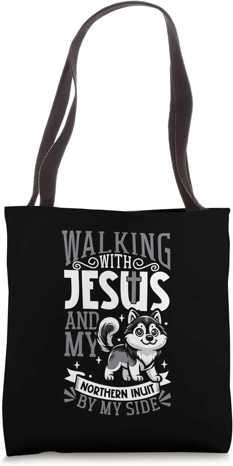 Jesus and dog - Northern Inuit Dog Tote Bag