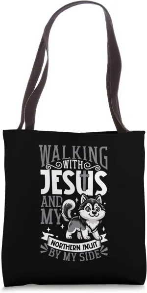 Jesus and dog - Northern Inuit Dog Tote Bag
