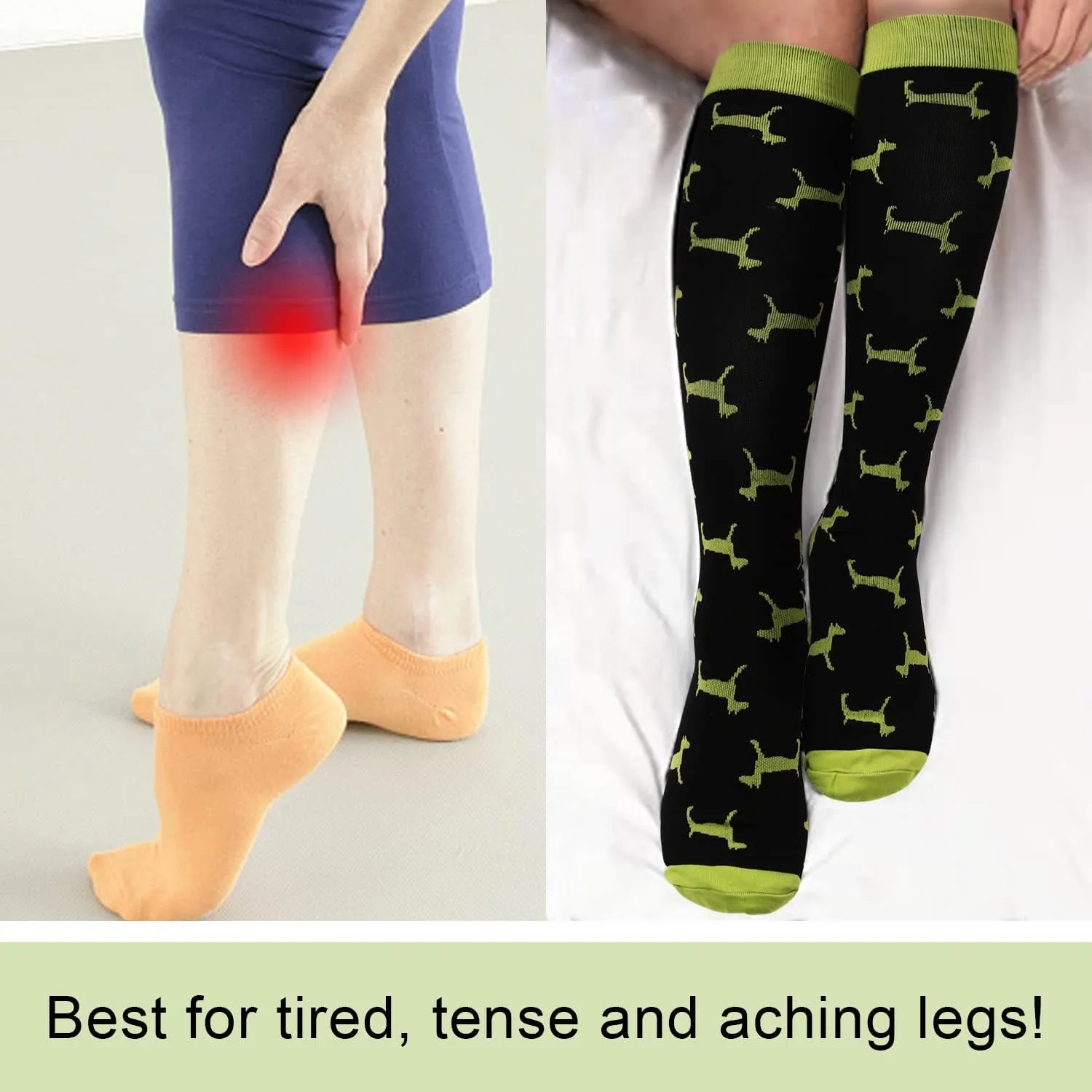 Junely 3 Pairs Compression Socks for Women Knee High for Running Work Support Nurses Pregnancy Travel