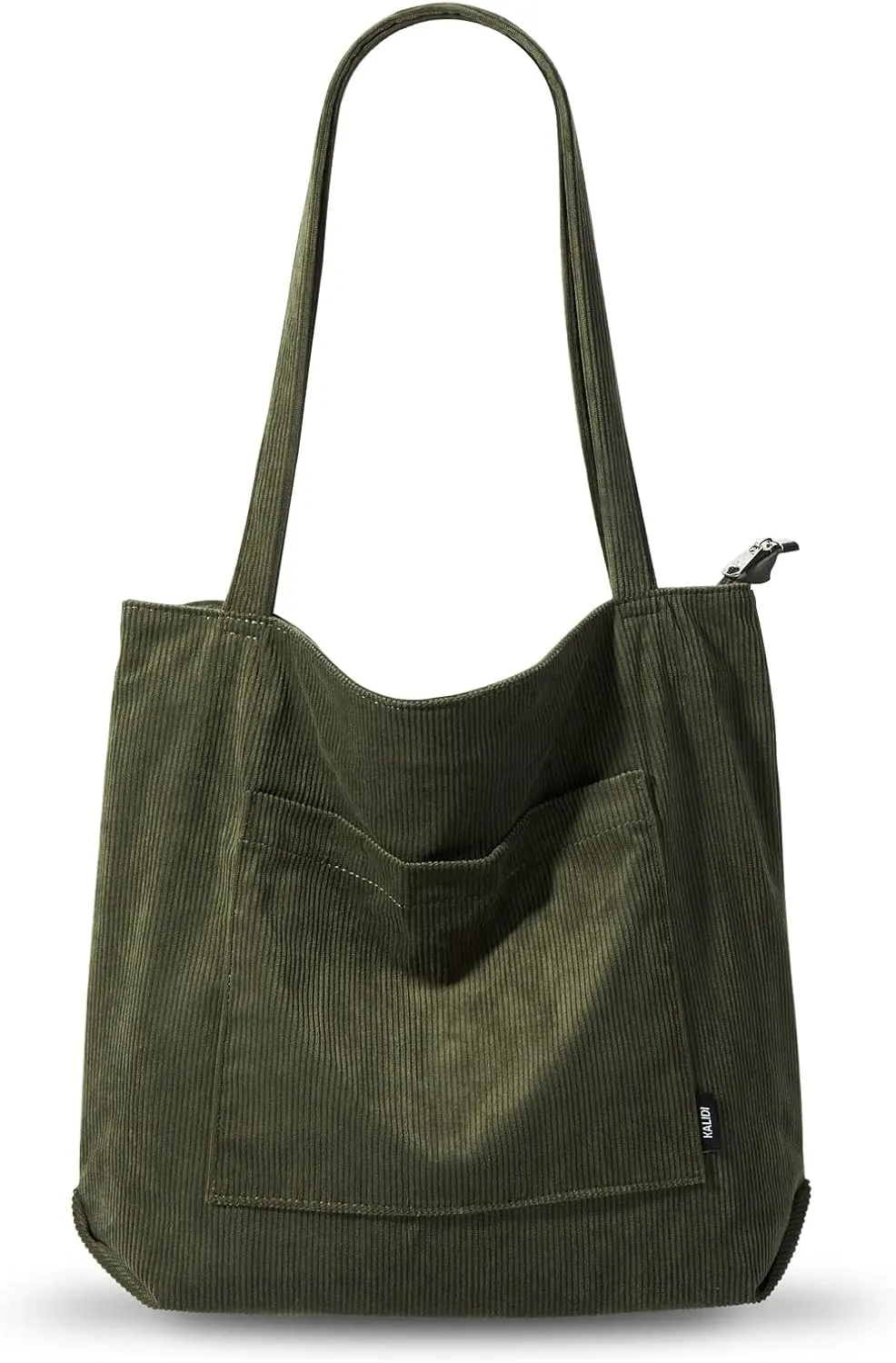 KALIDI Women Corduroy Tote Bag Large Shoulder Tote Bag with Zipper Pocket Casual Hobo Handbag Big Capacity Shopping Work Bag