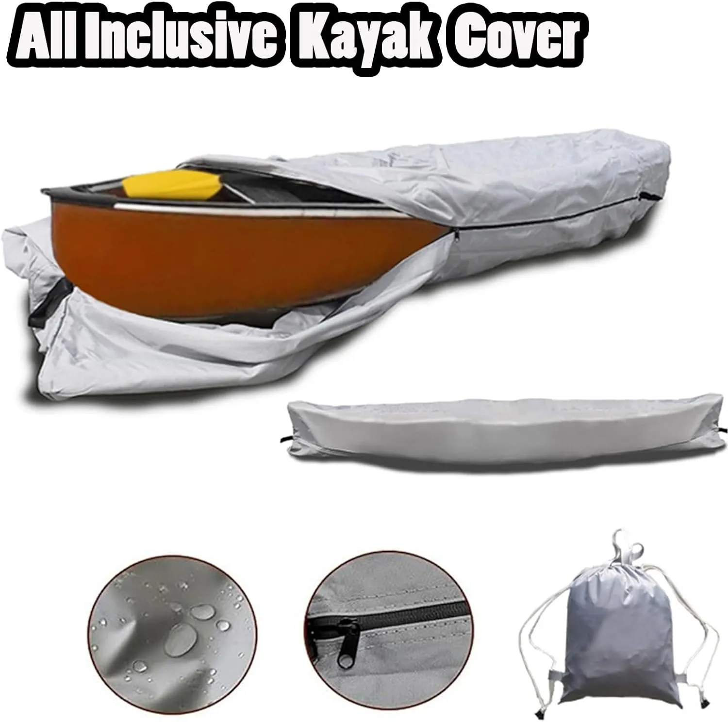 Kayak Covers 18 ft,Canoe Cover Kayak Cover for Outdoor Storage Heavy Duty 420D Oxford Fabric, Protects Against Water, UV, Dust, Dirt,Kayak Accessories 5.5m*1m(Gray)