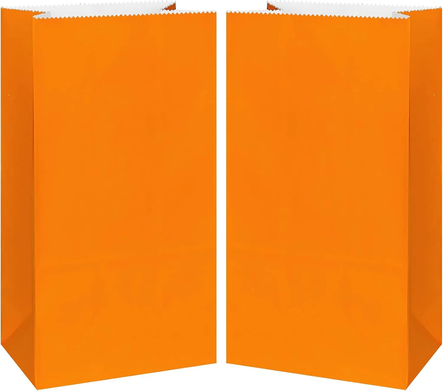 KEYYOOMY Small Bright Color Paper Bags Orange Party Favor Bags Party Goodie Bag Paper Lunch Bag (Orange, 50 CT, 4.7 X 2.4 X 8.7 In)