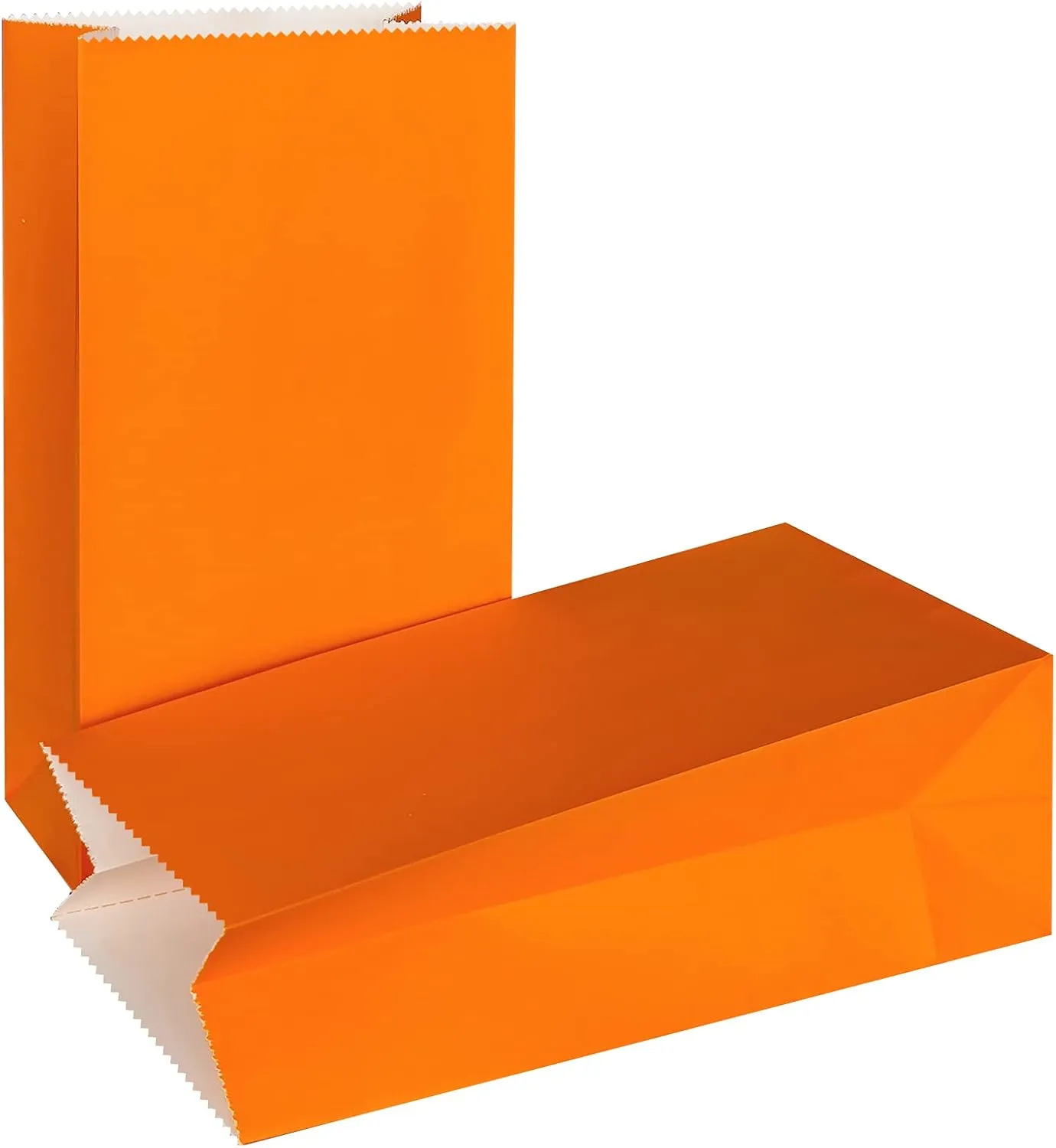 KEYYOOMY Small Bright Color Paper Bags Orange Party Favor Bags Party Goodie Bag Paper Lunch Bag (Orange, 50 CT, 4.7 X 2.4 X 8.7 In)