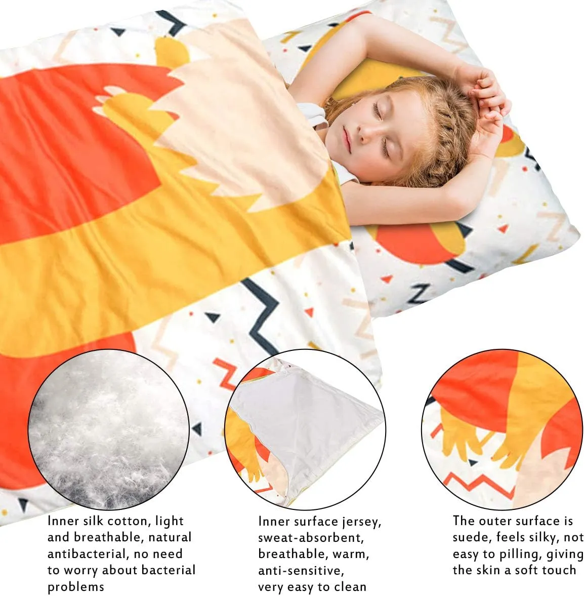 Kids Sleeping Bag, Animal Print Pattern Children Nap Mat 3-in-1 Travel Bedding Bag Slumber Bags for Toddles Boys Girls Young Children 0-6 Year Old