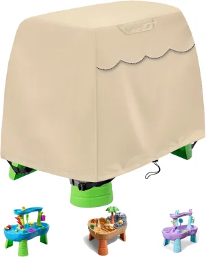 Kids Water Table Cover colored flower Fit Step2 Rain Showers Splash Pond Water Table, Waterproof Dust Proof Outdoor Toys -Cover only (Khaki, 39" Wx22" Dx33" H)