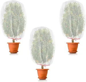 Kikhope 3 Pcs 55"x41" Garden Plant Fruits Protection Netting Covers Bags with Drawstring, Garden Netting Mesh Protective Cover Netting, Plant Netting Barrier Bags for Vegetables Fruits Plant