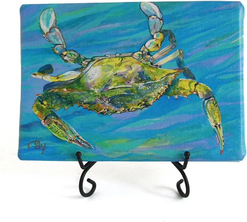 Kim Rody Creations Beautiful Swimmer Blue Crab Mini Wrapped Mini Giclee Print on Canvas - 5x7