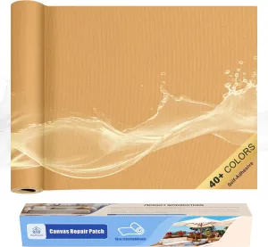 KING MOUNTAIN Canvas Repair Tape,Outdoor Gear Patch, 12×60 Inches,Waterproof,Self-Adhesive for Repairing Boat Covers,Sun Shades,Sofas,Tents,Lounge Chairs,Awnings (Light Brown)