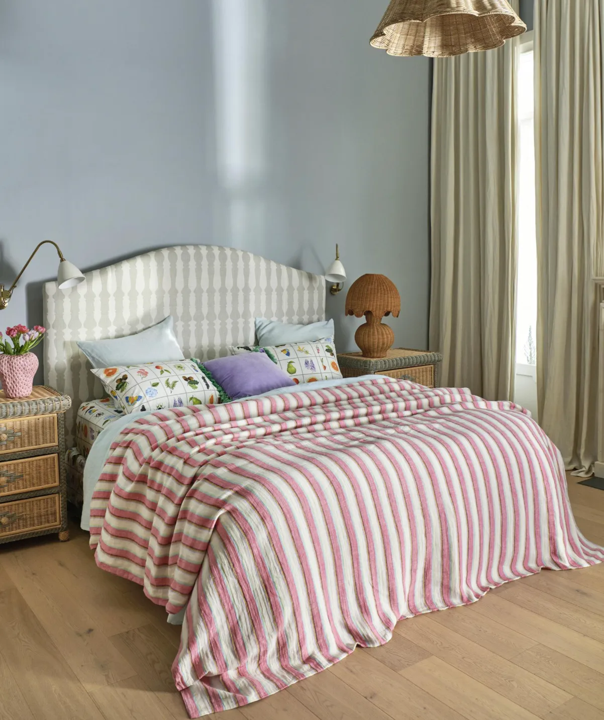 Kip & Co Rose Water Stripe Linen Quilt Cover