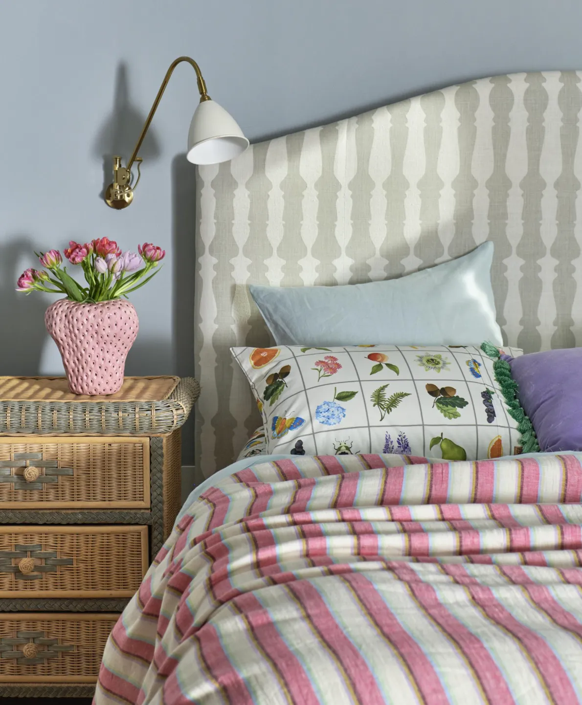 Kip & Co Rose Water Stripe Linen Quilt Cover