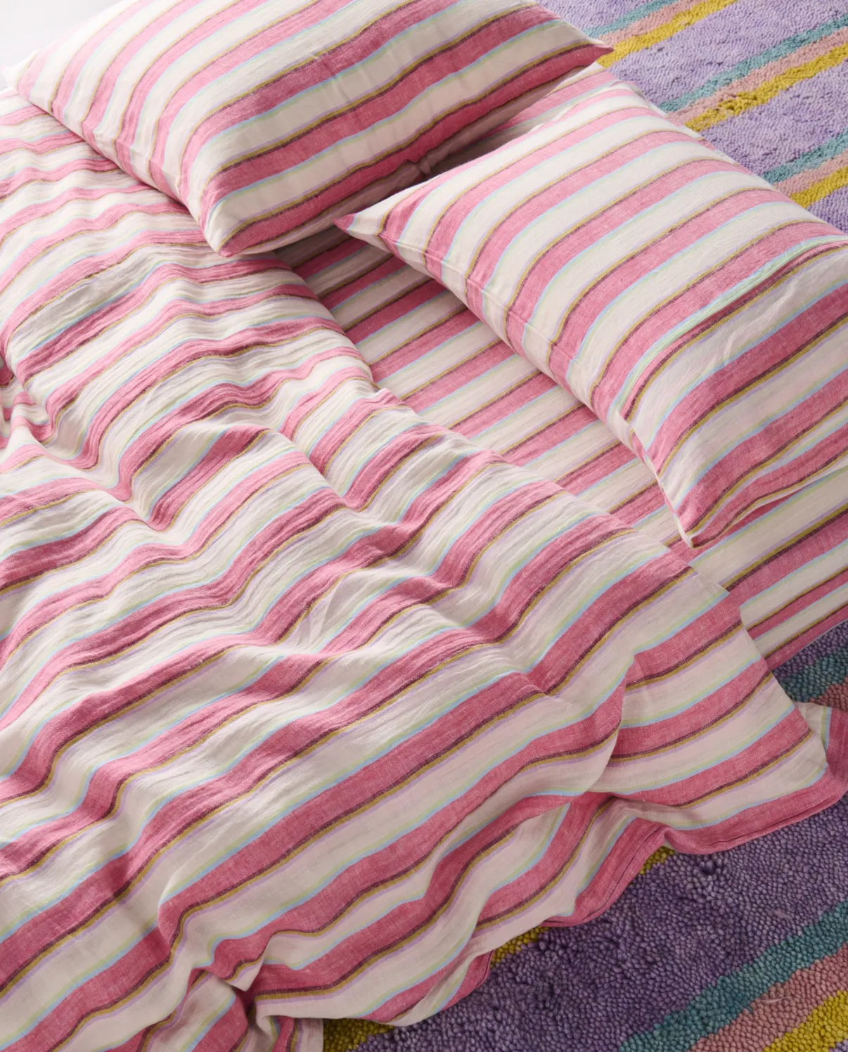 Kip & Co Rose Water Stripe Linen Quilt Cover